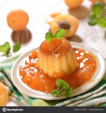 Panna cotta with apricots/peach suace