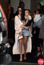 Kim and Kourtney Kardashian Attend Sunday Service With North West and Penelope Disick in Paris