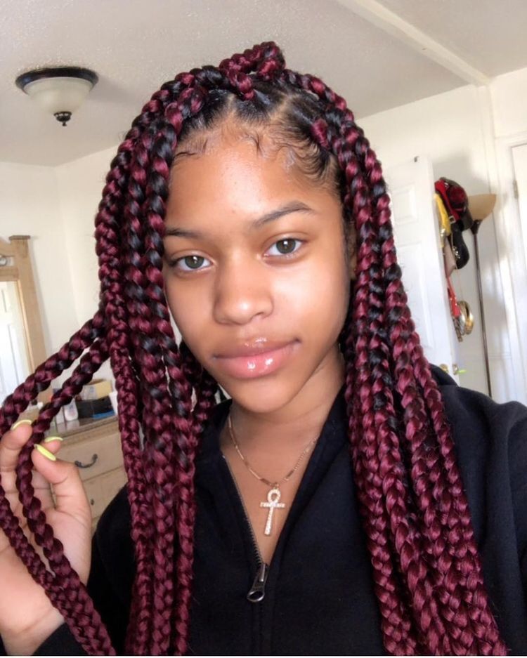 Hairstyle Trends - The 26 Hottest Burgundy Box Braids (Photos Collection)