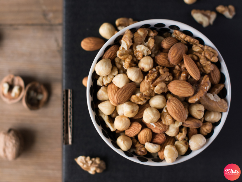 Nuts and dried fruit for fine hair health