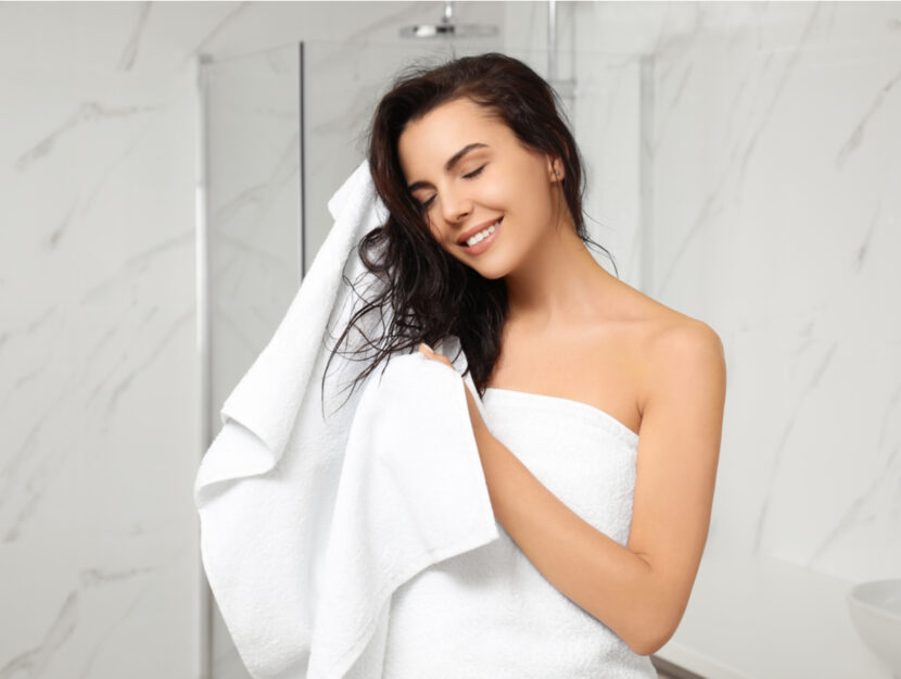 towel dry hair