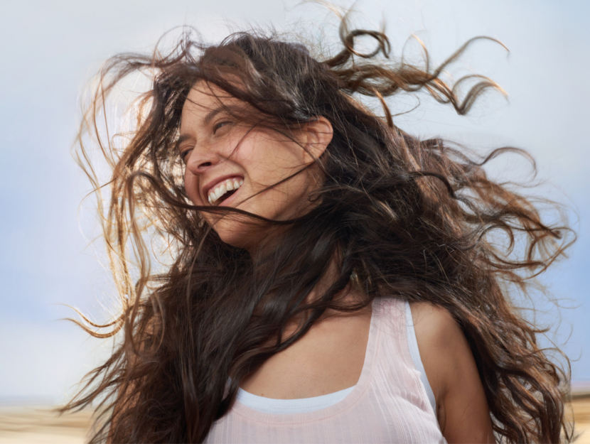 girl with beach waves