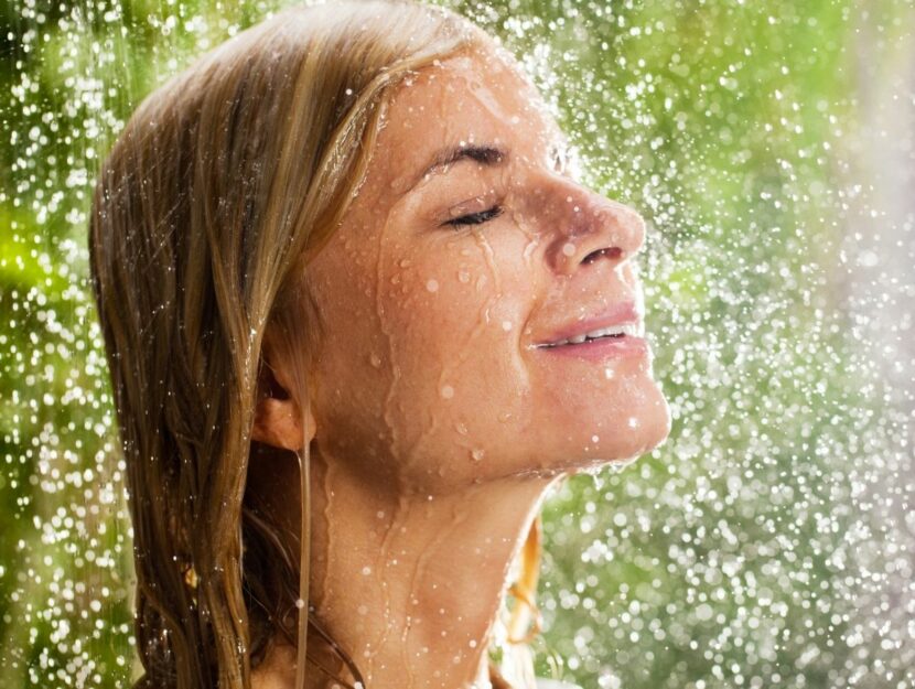 blonde hair shower